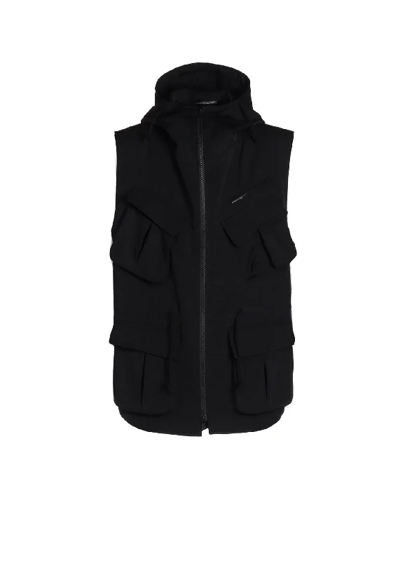 WOOL GABARDINE HOODED VEST