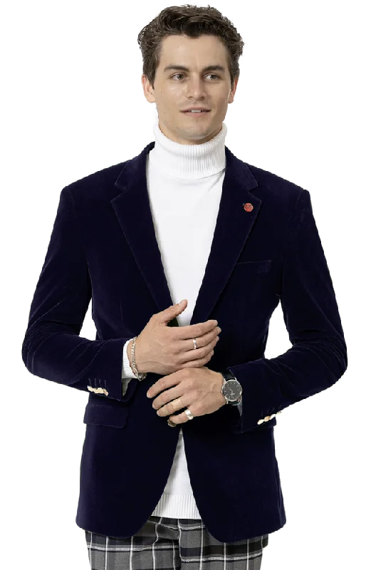 Kent & Park J134 Velvet Slim Fit Blazer Navy