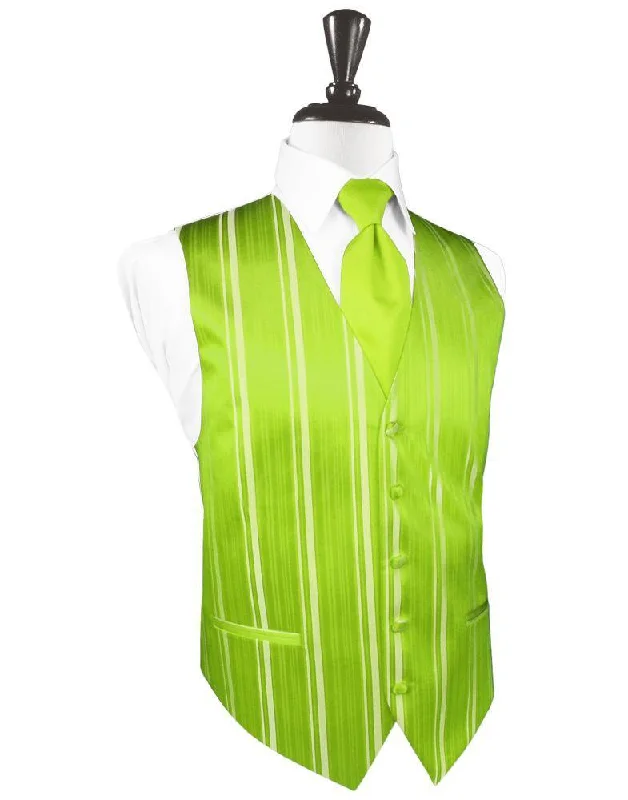 Lime Striped Satin Tuxedo Vest