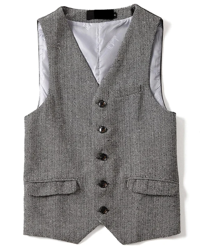 Men Single Breast V Neck Waistcoat