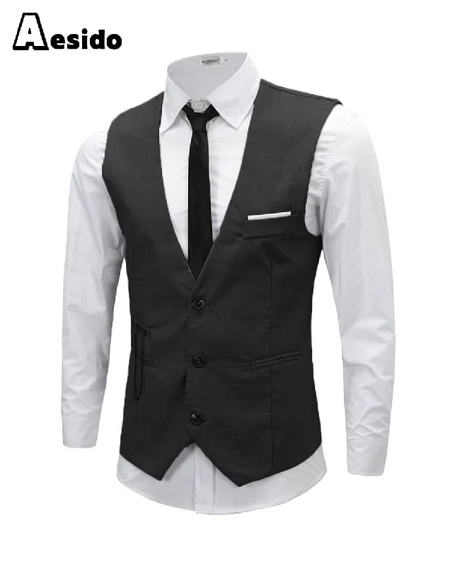 Men's Vest Single Breasted V Neck Waistcoat