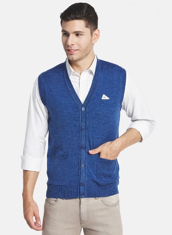 Men Blue Solid Cardigan