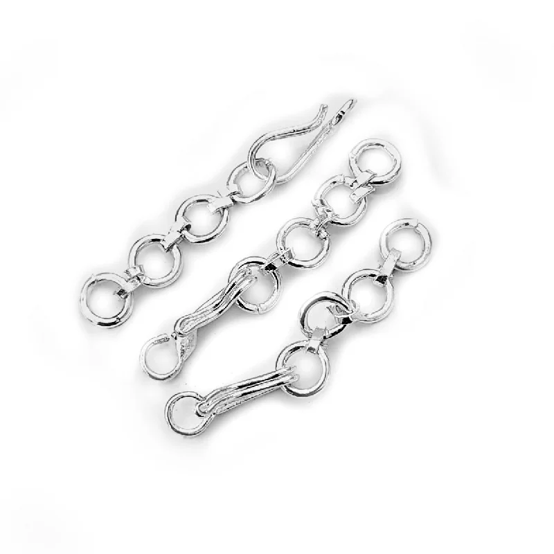 Silver Tarnish Resistant Hook Brass Silver Clasp With Extender Chain