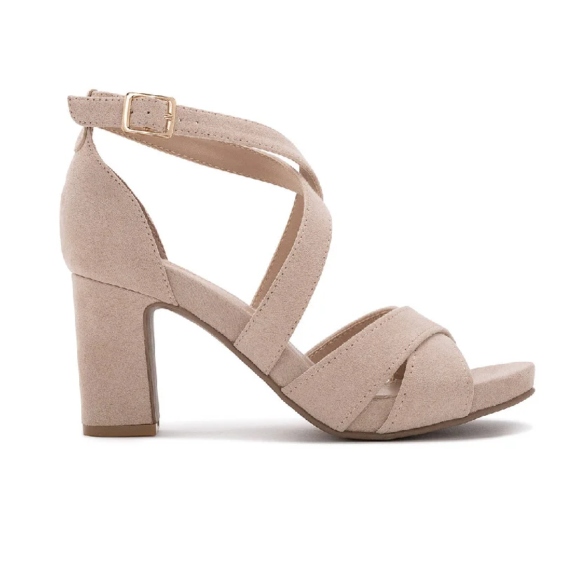 Women's Ankle - Strap Sandals with a Block Heel in Red for a Sophisticated StyleWomen's Ankle - Strap Sandals with a Block Heel in Red for a Sophisticated StyleSantorini