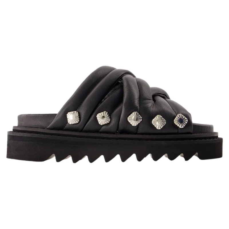 Women's Rhinestone - Embellished Open - Toe Sandals in Silver for a Glamorous Party LookAj1345 Sandals - Toga Pulla - Leather - Black Women's Rhinestone - Embellished Open - Toe Sandals in Silver for a Glamorous Party LookAj1345 Sandals - Toga Pulla - Leather - Black