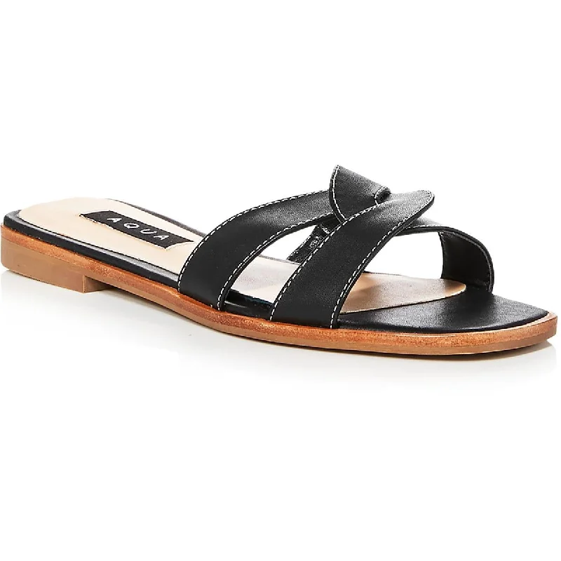 Women's Rhinestone - Embellished Open - Toe Sandals in Silver for a Glamorous Party LookAqua Womens Kelly Leather Criss-Cross Front Flip-Flops Women's Rhinestone - Embellished Open - Toe Sandals in Silver for a Glamorous Party LookAqua Womens Kelly Leather Criss-Cross Front Flip-Flops
