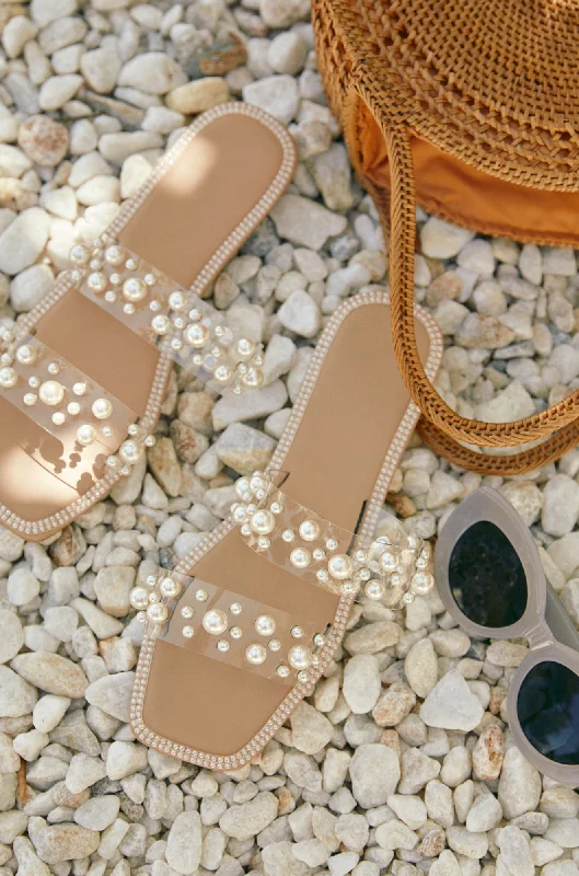 Women's Strappy Gladiator Sandals with Buckle Closures in Tan for a Boho LookAudrey Slip On Faux Pearl Sandals - Pearl Women's Strappy Gladiator Sandals with Buckle Closures in Tan for a Boho LookAudrey Slip On Faux Pearl Sandals - Pearl
