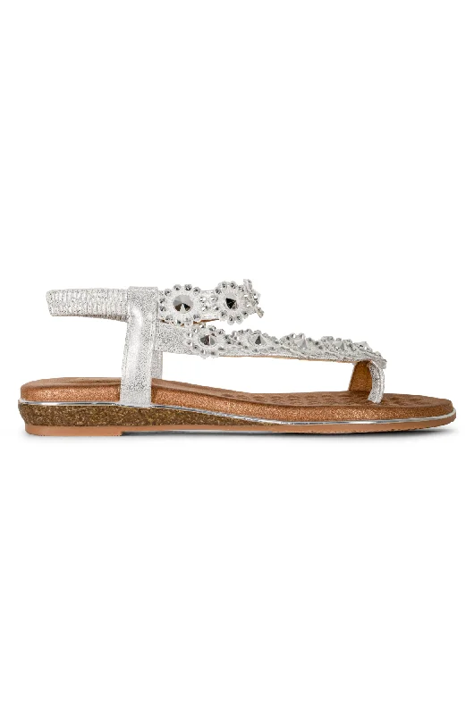 Women's Ankle - Strap Sandals with a Block Heel in Red for a Sophisticated StyleWomen's Ankle - Strap Sandals with a Block Heel in Red for a Sophisticated StyleBead & Gemstone Sandal | SILVER | CHARLOTTE AB