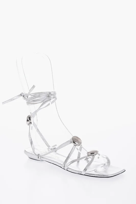 Lightweight Women's Mesh - Paneled Sandals in Yellow for BreathabilityLightweight Women's Mesh - Paneled Sandals in Yellow for BreathabilityBruno Frisoni Metallic Leather Atom Lace-Up Sandals With Studs