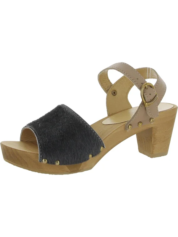 Women's Ankle - Strap Sandals with a Block Heel in Red for a Sophisticated StyleWomen's Ankle - Strap Sandals with a Block Heel in Red for a Sophisticated StyleCamilla Womens Calf Hair Studded Heels