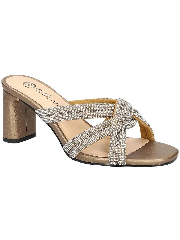 Women's Thong Sandals with a Beaded Design in Multicolor for a Beachy AestheticCarmen Womens Faux Leather Rhinestone Heels