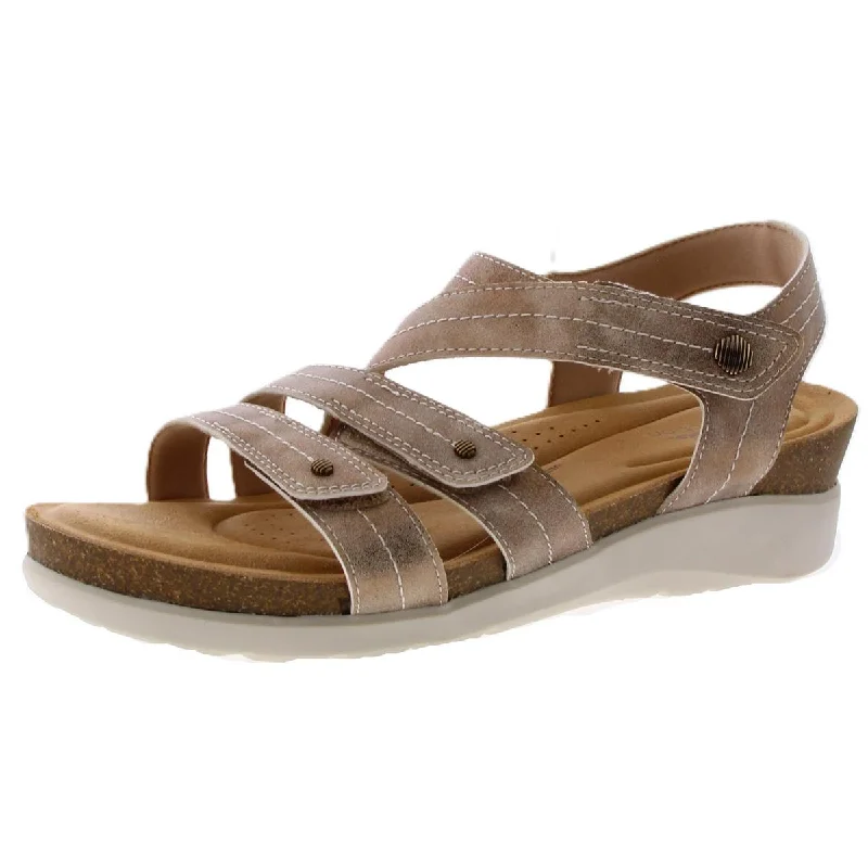 Orthopedic Women's Sandals with Arch Support in Gray for Foot HealthClarks Womens Calenne Clara Faux Leather Wedge Ankle Strap