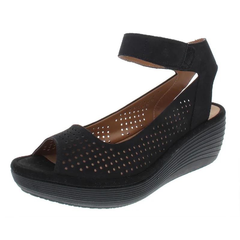 Women's Flat Slide Sandals with a Memory Foam Insole in White for All - Day ComfortClarks Womens Reedly Salene Nubuck Perforated Wedge Sandals Women's Flat Slide Sandals with a Memory Foam Insole in White for All - Day ComfortClarks Womens Reedly Salene Nubuck Perforated Wedge Sandals