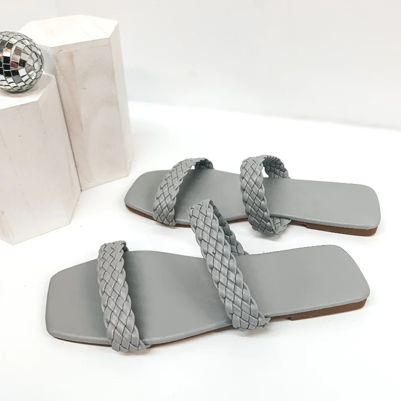 Women's Rhinestone - Embellished Open - Toe Sandals in Silver for a Glamorous Party LookUptown Stroll Braided Two Strap Slide On Sandals in Grey Women's Rhinestone - Embellished Open - Toe Sandals in Silver for a Glamorous Party LookUptown Stroll Braided Two Strap Slide On Sandals in Grey
