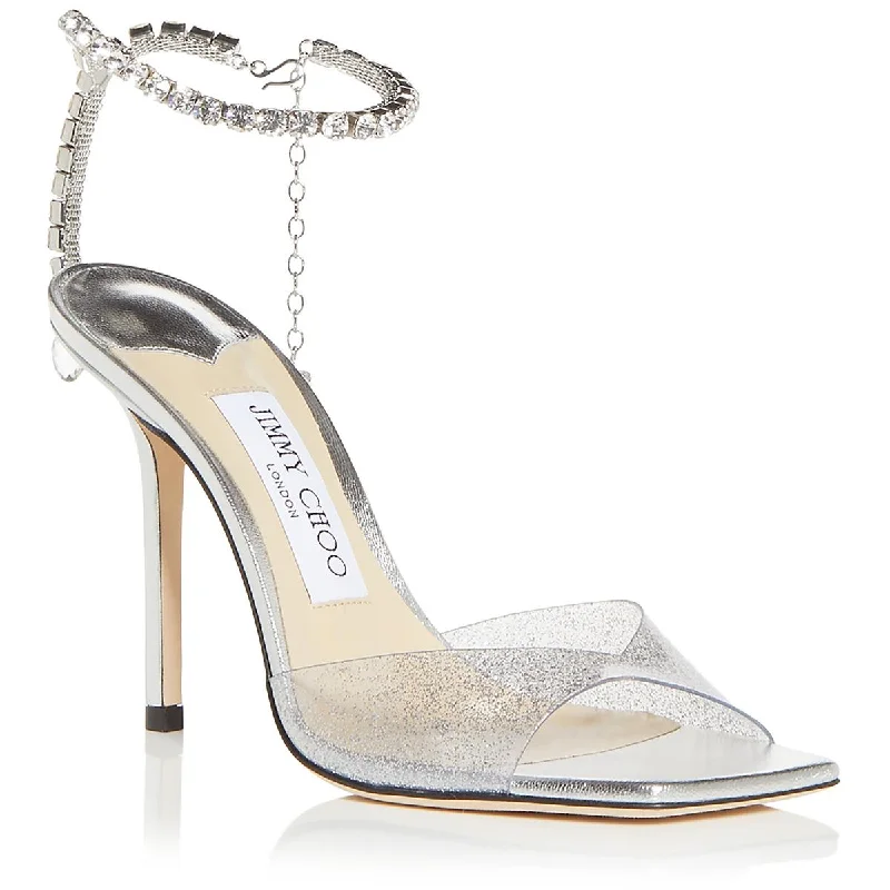 Child - Friendly Women's Sandals with a Secure Buckle in Purple for Moms on the GoChild - Friendly Women's Sandals with a Secure Buckle in Purple for Moms on the GoJimmy Choo Womens Saeda Sandal 100 Rhinestone Ankle Strap Heels