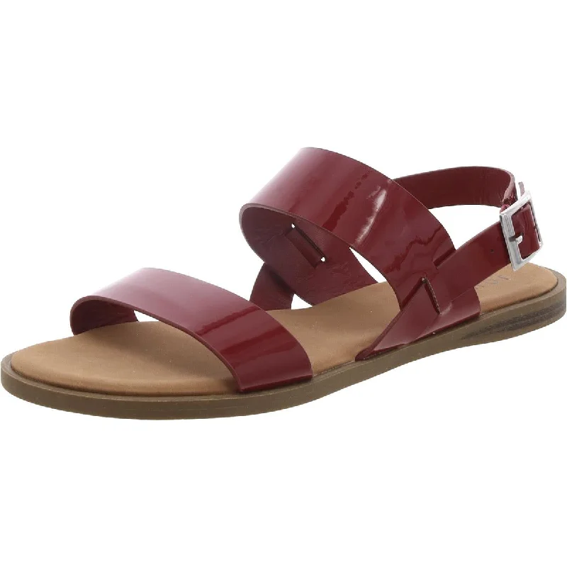 Women's Flat Slide Sandals with a Memory Foam Insole in White for All - Day ComfortJournee Collection Womens Patent Leather Flat Ankle Strap Women's Flat Slide Sandals with a Memory Foam Insole in White for All - Day ComfortJournee Collection Womens Patent Leather Flat Ankle Strap