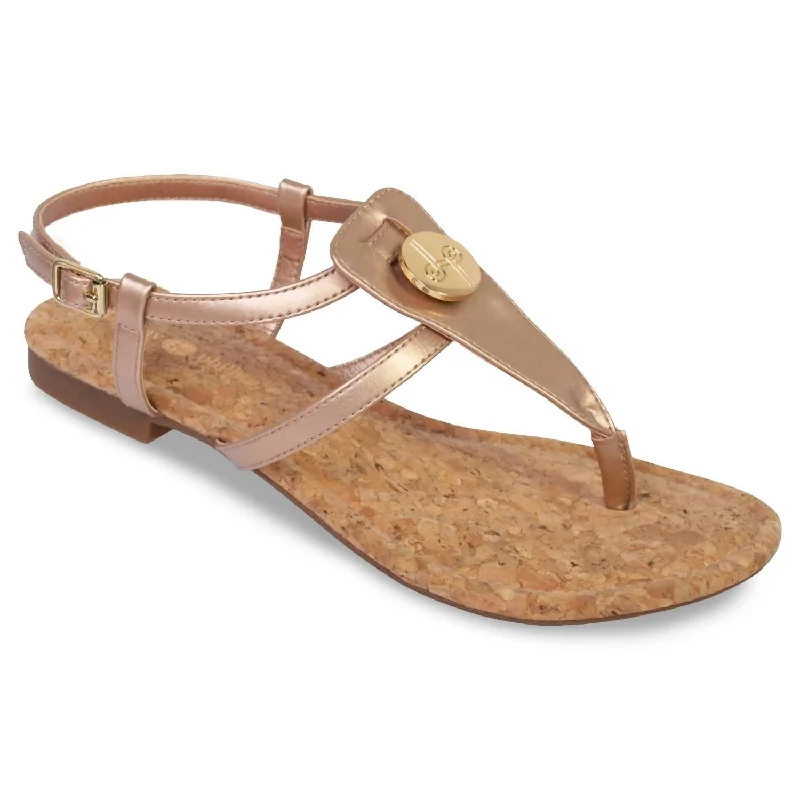 Women's Cork - Soled Espadrille Sandals with a Rope - Trimmed Upper in Navy for a Summer VibeMadelyn T-Strap Sandals In Rose Gold Women's Cork - Soled Espadrille Sandals with a Rope - Trimmed Upper in Navy for a Summer VibeMadelyn T-Strap Sandals In Rose Gold