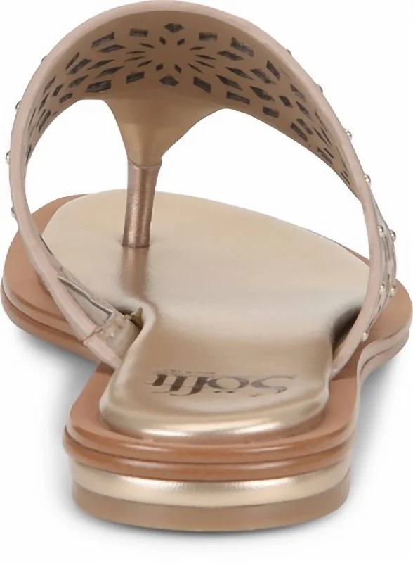 Shock - Absorbing Women's Sandals with a Soft Insole in Black for Active LifestylesMayela Metallic Perf Thong Sandals In Gold Shock - Absorbing Women's Sandals with a Soft Insole in Black for Active LifestylesMayela Metallic Perf Thong Sandals In Gold