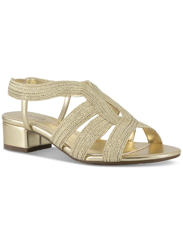 Women's Ankle - Strap Sandals with a Block Heel in Red for a Sophisticated StyleWomen's Ankle - Strap Sandals with a Block Heel in Red for a Sophisticated StyleNathena Womens Glitter Slingback Strappy Sandals