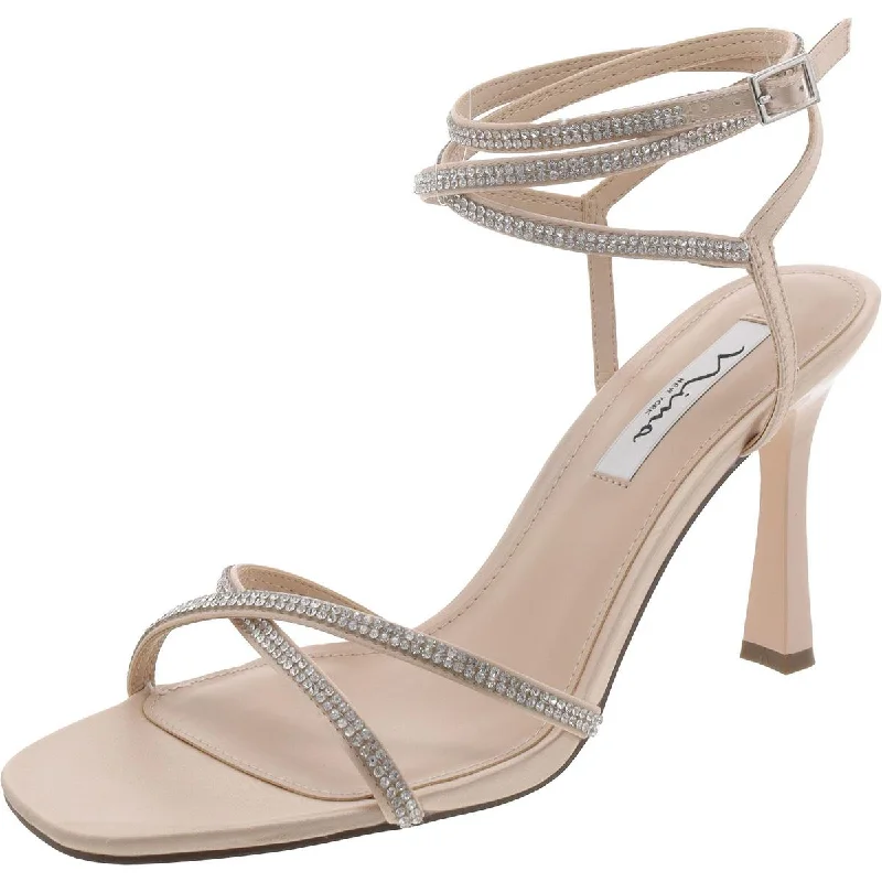 Women's Sandals with a Glitter - Coated Strap in Gold for a Sparkly Summer OutfitNina Womens Satin Square toe Strappy Sandals Women's Sandals with a Glitter - Coated Strap in Gold for a Sparkly Summer OutfitNina Womens Satin Square toe Strappy Sandals