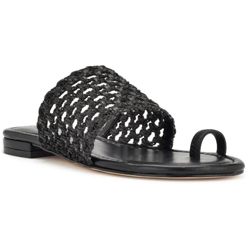 Plus Size Women's Wide - Width Platform Sandals in Black for Added Comfort and HeightNine West Womens NOLAH2 Toe ring Slide on Flatform Sandals Plus Size Women's Wide - Width Platform Sandals in Black for Added Comfort and HeightNine West Womens NOLAH2 Toe ring Slide on Flatform Sandals