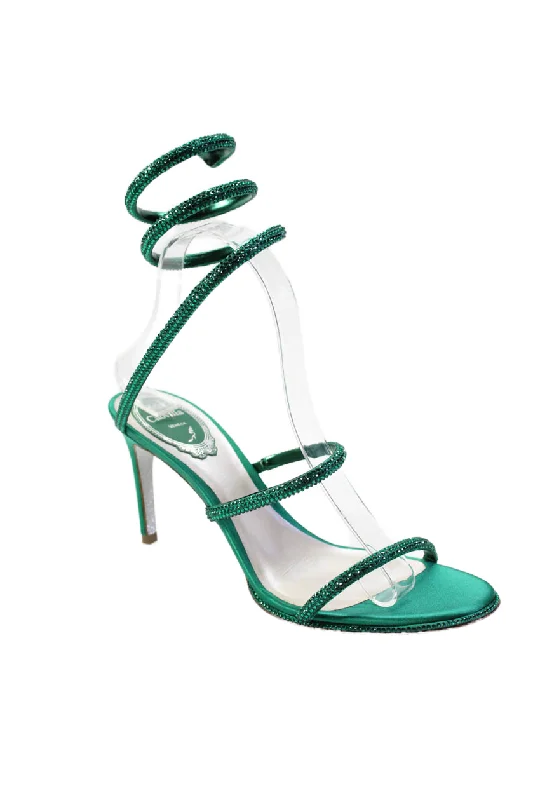 Anti - Slip Women's Sandals with a Grooved Sole in Green for Outdoor AdventuresAnti - Slip Women's Sandals with a Grooved Sole in Green for Outdoor AdventuresRene Caovilla Womens Stiletto Crystal Ankle Wrap Cleo Sandals Green