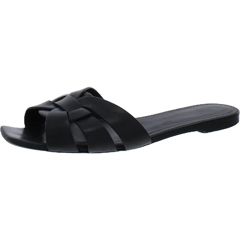Women's Leather - Strapped Sandals with a Braided Detail in Brown for a Rustic AppealSaint Laurent Womens Leather Peep-Toe Slide Sandals Women's Leather - Strapped Sandals with a Braided Detail in Brown for a Rustic AppealSaint Laurent Womens Leather Peep-Toe Slide Sandals