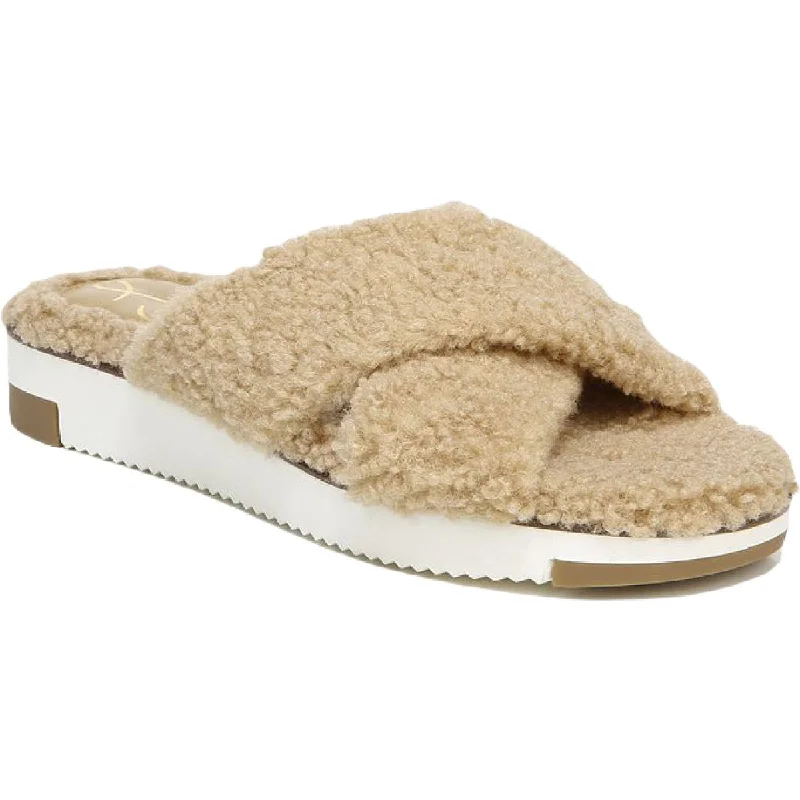 Women's Flat Slide Sandals with a Memory Foam Insole in White for All - Day ComfortSam Edelman Womens Alice Faux Fur Slippers Slide Sandals Women's Flat Slide Sandals with a Memory Foam Insole in White for All - Day ComfortSam Edelman Womens Alice Faux Fur Slippers Slide Sandals