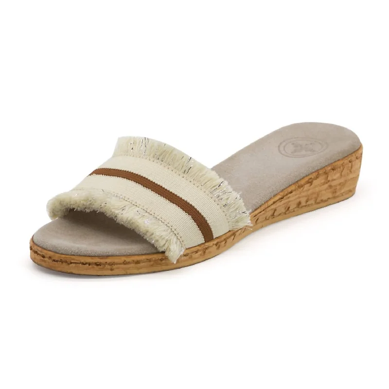 Women's Sandals with a Glitter - Coated Strap in Gold for a Sparkly Summer OutfitSeabrooke Cafe Fringe Slide In Beige/brown Women's Sandals with a Glitter - Coated Strap in Gold for a Sparkly Summer OutfitSeabrooke Cafe Fringe Slide In Beige/brown