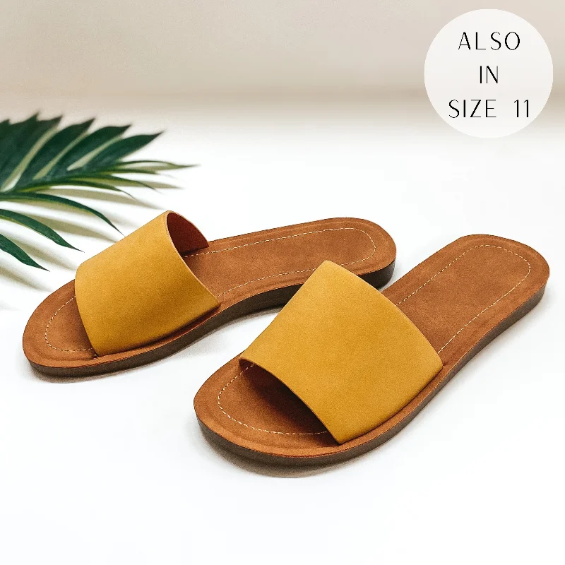 Elastic - Strap Women's Sandals with a Padded Toe in Teal for Easy On - and - OffPassing By Single Strap Slide On Sandals in Yellow Elastic - Strap Women's Sandals with a Padded Toe in Teal for Easy On - and - OffPassing By Single Strap Slide On Sandals in Yellow