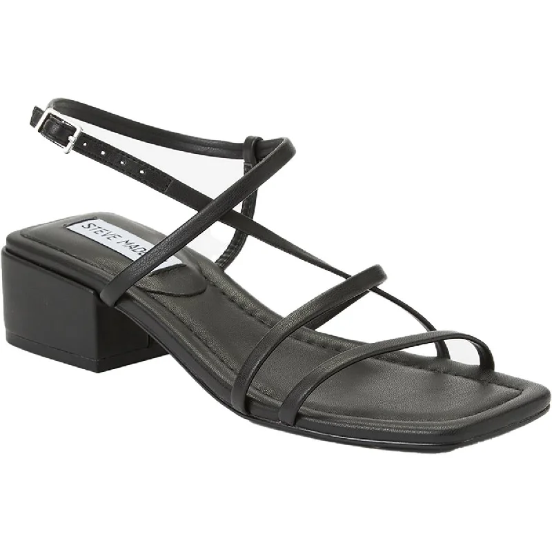 Women's Ankle - Strap Sandals with a Block Heel in Red for a Sophisticated StyleWomen's Ankle - Strap Sandals with a Block Heel in Red for a Sophisticated StyleSteve Madden Womens Appealing Faux Leather Strappy Heels