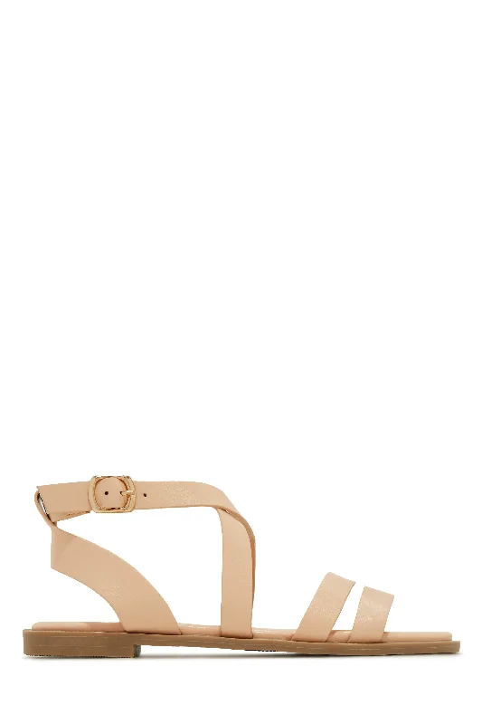 Child - Friendly Women's Sandals with a Secure Buckle in Purple for Moms on the GoSun Seeker Flat Strappy Sandals - Nude Child - Friendly Women's Sandals with a Secure Buckle in Purple for Moms on the GoSun Seeker Flat Strappy Sandals - Nude