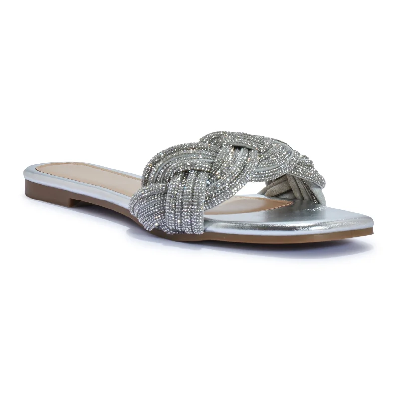 Women's Rhinestone - Embellished Open - Toe Sandals in Silver for a Glamorous Party LookWomen's Rhinestone - Embellished Open - Toe Sandals in Silver for a Glamorous Party LookTIANNA SILVER DIAMANTE SLIDERS Women's Rhinestone - Embellished Open - Toe Sandals in Silver for a Glamorous Party LookWomen's Rhinestone - Embellished Open - Toe Sandals in Silver for a Glamorous Party LookTIANNA SILVER DIAMANTE SLIDERS