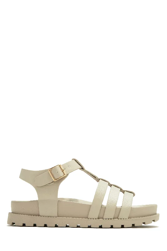 Sustainable Women's Recycled Material Sandals in Beige for Eco - Conscious ShoppersVacay Ready Caged Sandals - Ivory Sustainable Women's Recycled Material Sandals in Beige for Eco - Conscious ShoppersVacay Ready Caged Sandals - Ivory