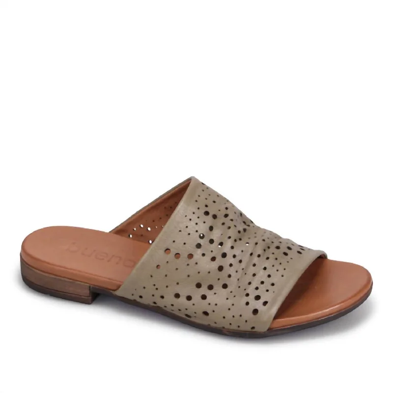 Women's Flat Slide Sandals with a Memory Foam Insole in White for All - Day ComfortWomen Turner Perf Sandal In Sage Women's Flat Slide Sandals with a Memory Foam Insole in White for All - Day ComfortWomen Turner Perf Sandal In Sage