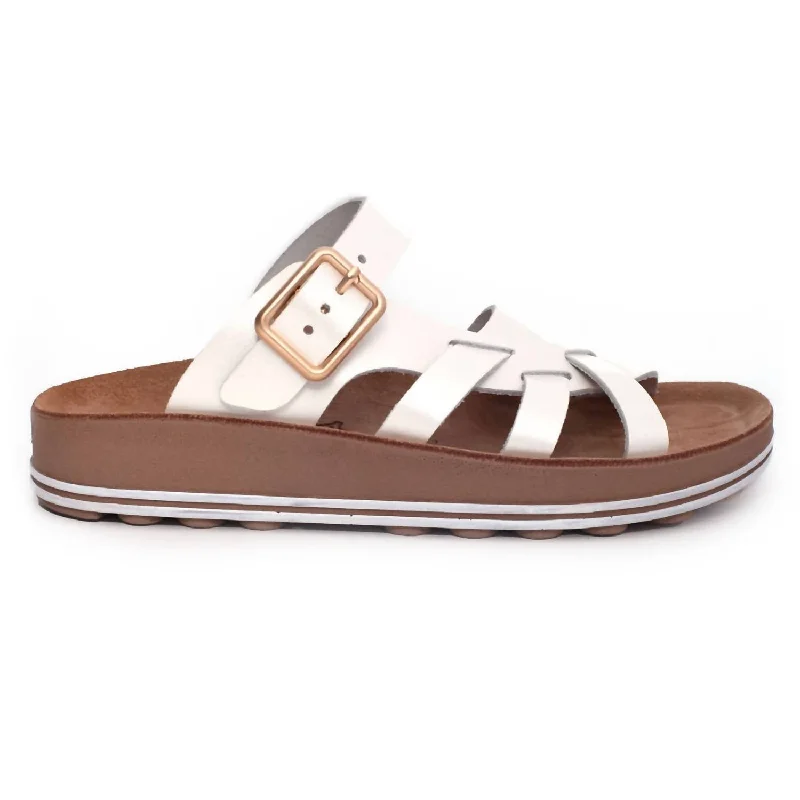 Women's Flat Slide Sandals with a Memory Foam Insole in White for All - Day ComfortWomen's Alessia Sandal In White Pearl Women's Flat Slide Sandals with a Memory Foam Insole in White for All - Day ComfortWomen's Alessia Sandal In White Pearl