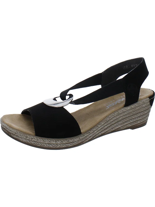 Shock - Absorbing Women's Sandals with a Soft Insole in Black for Active LifestylesWomens Faux Suede Peep Toe Wedge Sandals Shock - Absorbing Women's Sandals with a Soft Insole in Black for Active LifestylesWomens Faux Suede Peep Toe Wedge Sandals