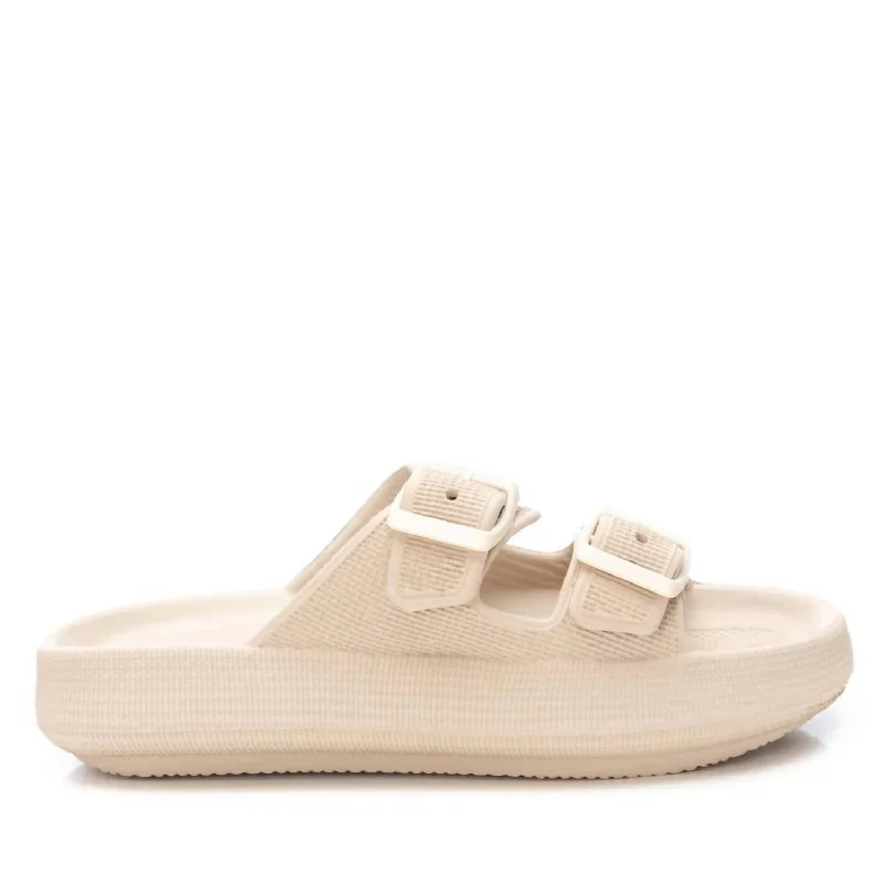 Sustainable Women's Recycled Material Sandals in Beige for Eco - Conscious ShoppersWomen's Rubber Flat Sandals In Beige Sustainable Women's Recycled Material Sandals in Beige for Eco - Conscious ShoppersWomen's Rubber Flat Sandals In Beige