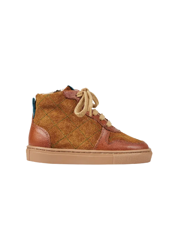High - Top Women's Leather Sneakers in Black for a Stylish and Durable OptionQuilted sneaker - Cognac High - Top Women's Leather Sneakers in Black for a Stylish and Durable OptionQuilted sneaker - Cognac
