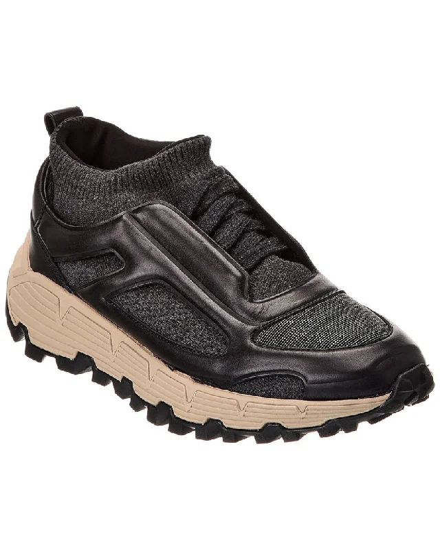Women's Sneakers with Hidden Wedges for a Subtle Height Boost and Added StyleBrunello Cucinelli Knit & Leather Sneaker Women's Sneakers with Hidden Wedges for a Subtle Height Boost and Added StyleBrunello Cucinelli Knit & Leather Sneaker
