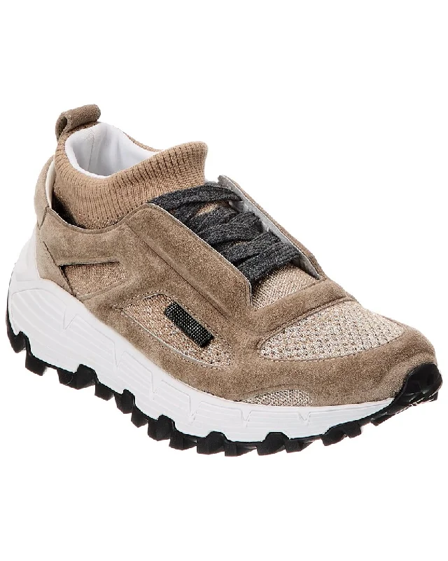Wide - Width Women's Sneakers for Comfortable Fit for Those with Wider FeetBrunello Cucinelli Knit & Suede Sneaker Wide - Width Women's Sneakers for Comfortable Fit for Those with Wider FeetBrunello Cucinelli Knit & Suede Sneaker