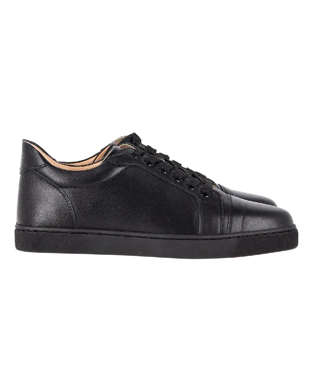 Sparkly Rhinestone - Embellished Women's Sneakers for a Glamorous and Eye - Catching LookChristian Louboutin Vieira Low-Top Sneakers in Black Calfskin Leather Sparkly Rhinestone - Embellished Women's Sneakers for a Glamorous and Eye - Catching LookChristian Louboutin Vieira Low-Top Sneakers in Black Calfskin Leather