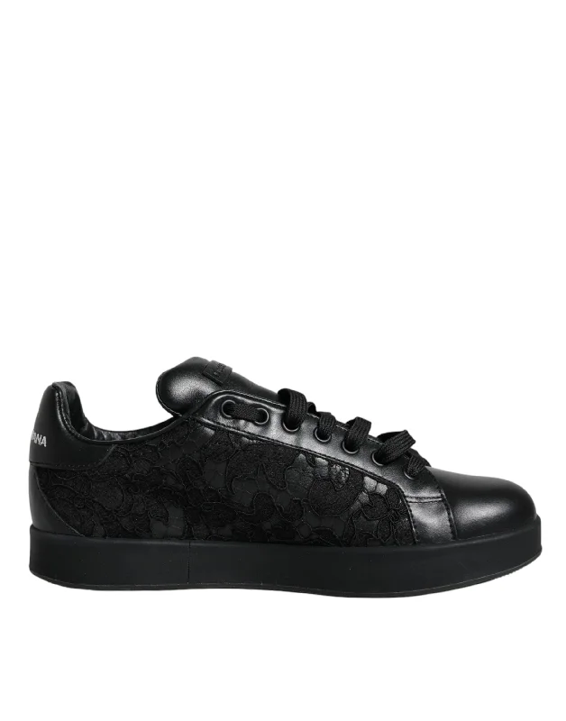 Women's Sneakers with Removable Insoles for Easy Cleaning and CustomizationDolce & Gabbana  Lace Leather Low Top Sneakers Women's Shoes