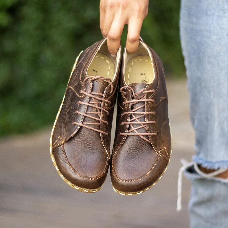 Lace - Up Women's Athletic Sneakers with Shock - Absorbing Midsoles for Intense WorkoutsBarefoot Earthing Sneakers, Handmade Women's Shoes, Crazy Classic Brown Leather Lace - Up Women's Athletic Sneakers with Shock - Absorbing Midsoles for Intense WorkoutsBarefoot Earthing Sneakers, Handmade Women's Shoes, Crazy Classic Brown Leather