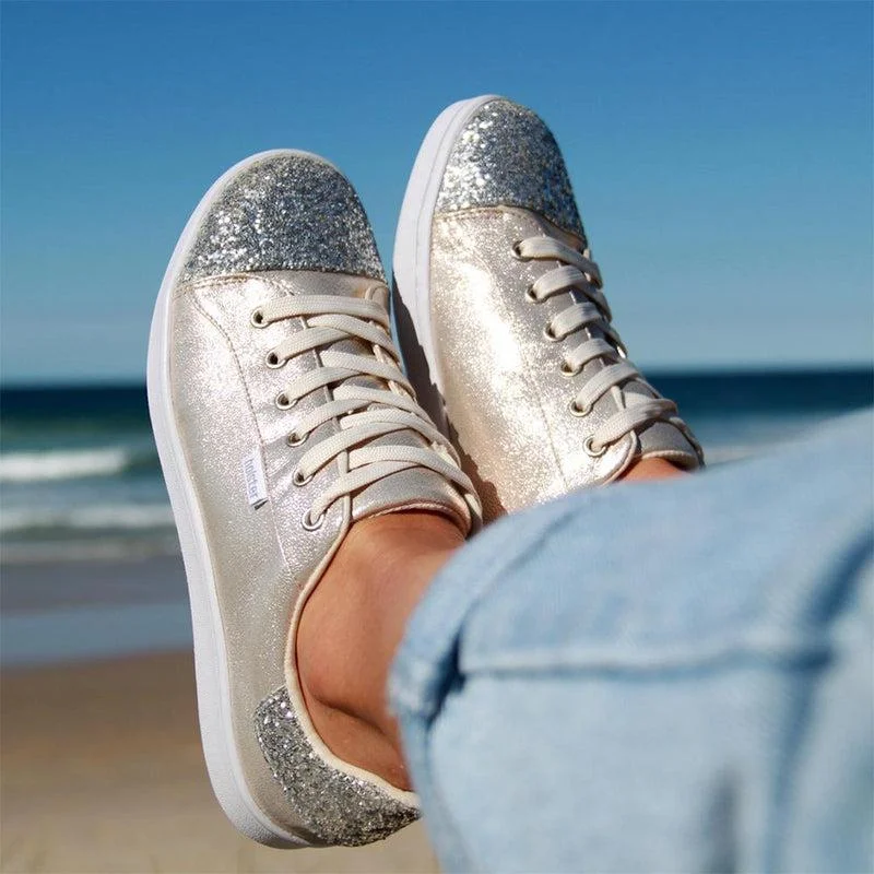 Women's Sneakers with Hidden Wedges for a Subtle Height Boost and Added StyleHolster Stardust Sneaker - Champagne Women's Sneakers with Hidden Wedges for a Subtle Height Boost and Added StyleHolster Stardust Sneaker - Champagne