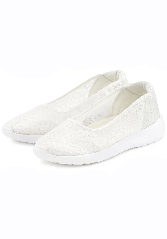 Lightweight Knit Women's Sneakers with Arch Support for All - Day ComfortLASCANA Women's Slip On Lace Sneakers Lightweight Knit Women's Sneakers with Arch Support for All - Day ComfortLASCANA Women's Slip On Lace Sneakers