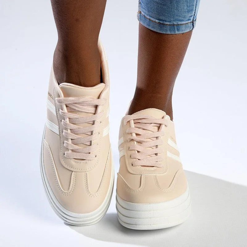 Lightweight Knit Women's Sneakers with Arch Support for All - Day ComfortMadison Ashton Platform Lace Up Fashion Sneaker - Pink / White Lightweight Knit Women's Sneakers with Arch Support for All - Day ComfortMadison Ashton Platform Lace Up Fashion Sneaker - Pink / White