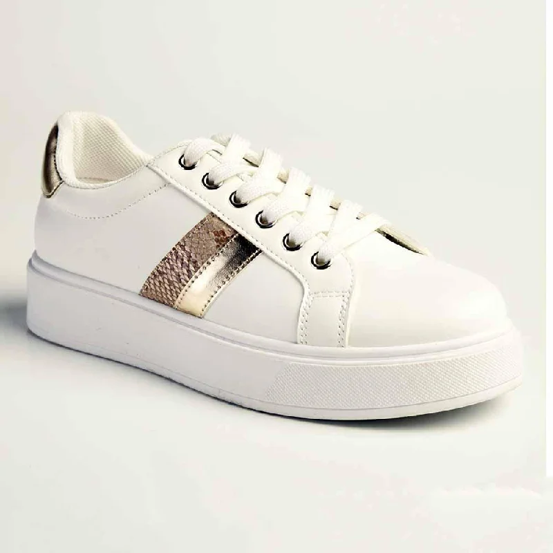 Women's Sneakers with Adjustable Straps for a Customized Fit During High - Impact ExercisesMadison Lace-Up Fashion Sneaker - White/Gold Women's Sneakers with Adjustable Straps for a Customized Fit During High - Impact ExercisesMadison Lace-Up Fashion Sneaker - White/Gold