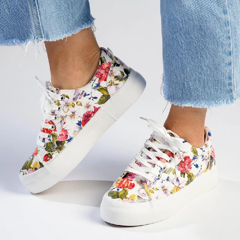 Retro - Style Women's Sneakers in Pastel Colors for a Nostalgic and Fashionable VibeMadison Ladies Platform Floral Sneaker - White Floral Retro - Style Women's Sneakers in Pastel Colors for a Nostalgic and Fashionable VibeMadison Ladies Platform Floral Sneaker - White Floral