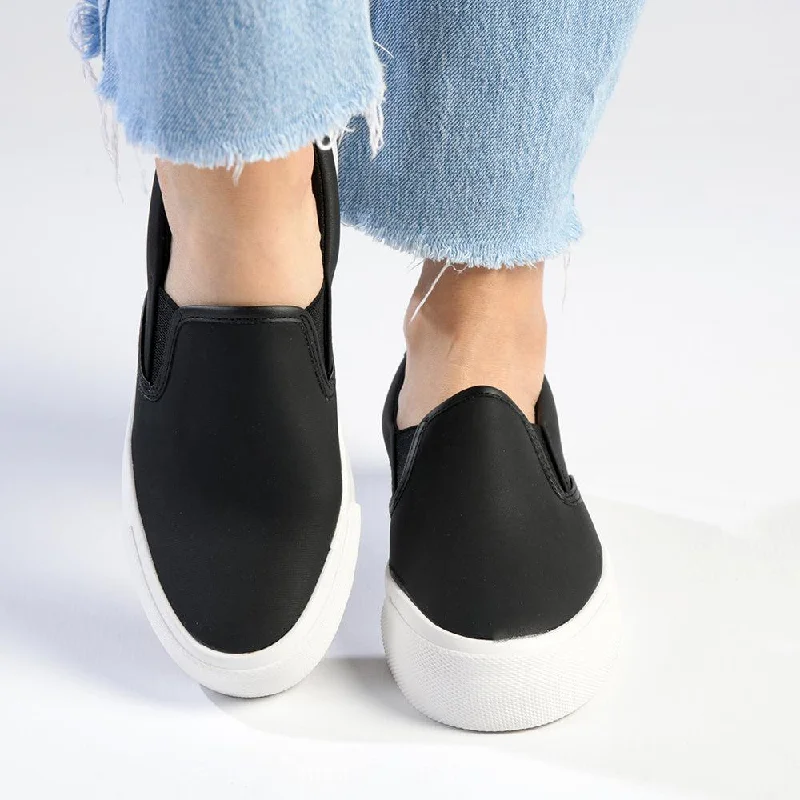 Women's Sneakers with Memory Foam Insoles for Exceptional Cushioning and ComfortMadison Ladies Platform Slip On Sneaker - Black/White Sole Women's Sneakers with Memory Foam Insoles for Exceptional Cushioning and ComfortMadison Ladies Platform Slip On Sneaker - Black/White Sole